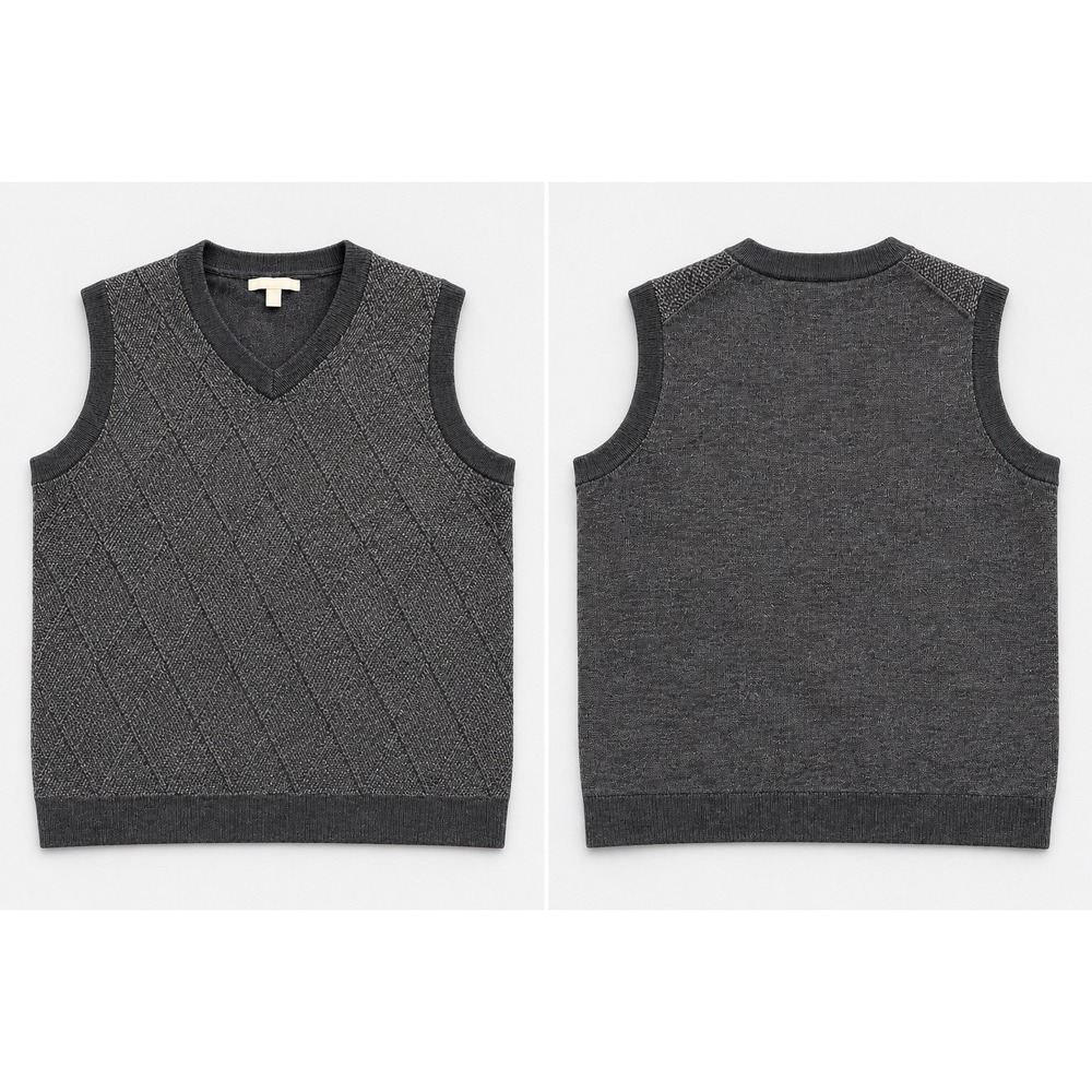 Nordstrom sweater vest Mens medium 100% Merino Wool  V-Neck Pullover blk gry